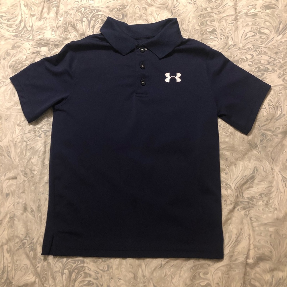Boys navy blue Under Armour golf shirt size M